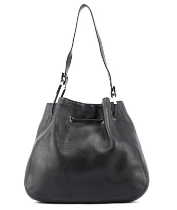 Black Calfskin Drawstring Shoulder Bag outlet