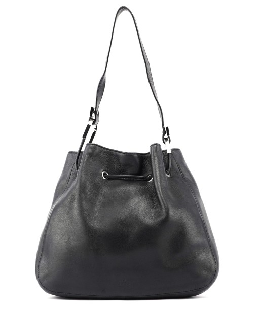 Black Calfskin Drawstring Shoulder Bag outlet