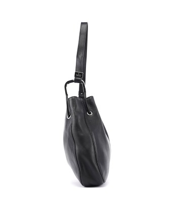 Black Calfskin Drawstring Shoulder Bag outlet