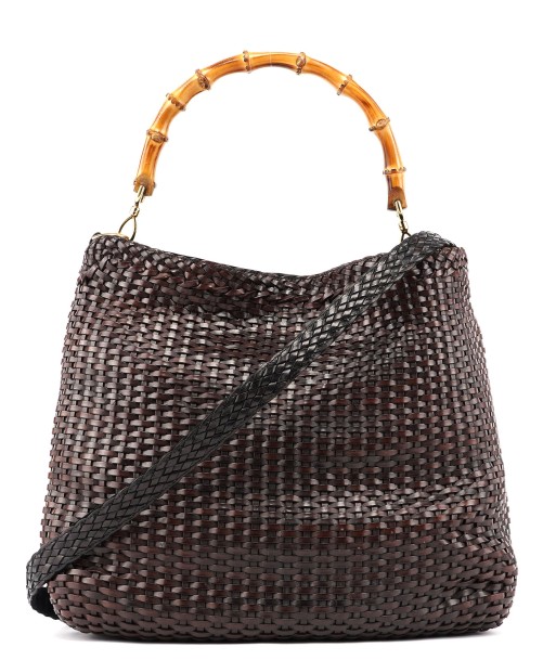 1996 Brown Woven Bamboo 2-Way Shoulder Bag d'Europe débarque