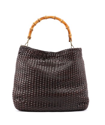 1996 Brown Woven Bamboo 2-Way Shoulder Bag d'Europe débarque