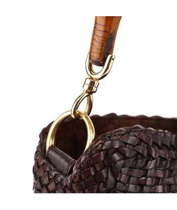 1996 Brown Woven Bamboo 2-Way Shoulder Bag Les êtres humains sont 