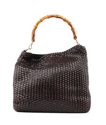 1996 Brown Woven Bamboo 2-Way Shoulder Bag d'Europe débarque