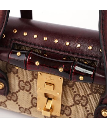 114994 Beige GG Burgundy Leather Studded Bag commande en ligne