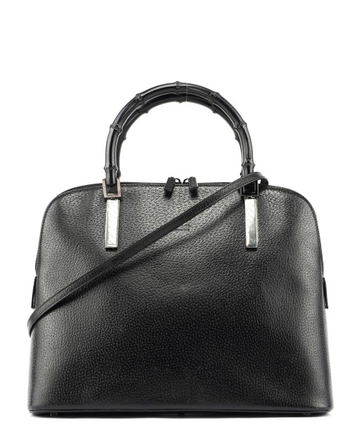 Black Leather Bamboo 2-Way Tote 2 - 3 jours ouvrés.