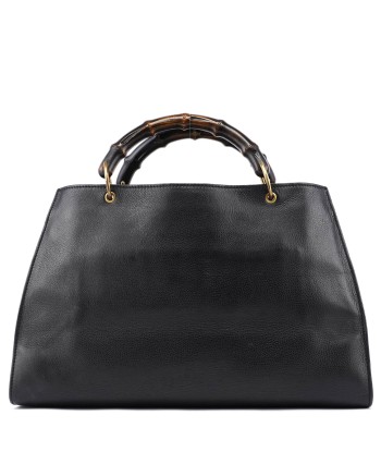 109138 Black Calfskin Bamboo Dual Handle Bag Les magasins à Paris et en Île-de-France