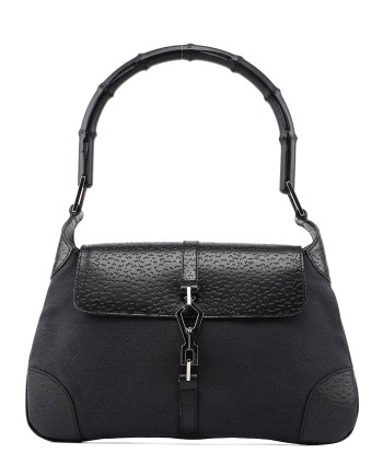 Black Canvas Jackie Bamboo Shoulder Bag la colonne vertébrale