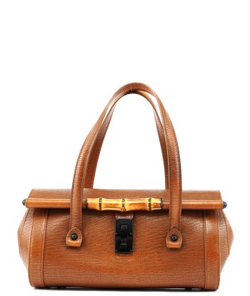 Brown Leather Bamboo Handbag le concept de la Pate a emporter 