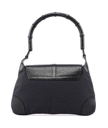 Black Canvas Jackie Bamboo Shoulder Bag la colonne vertébrale