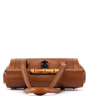 Brown Leather Bamboo Handbag le concept de la Pate a emporter 