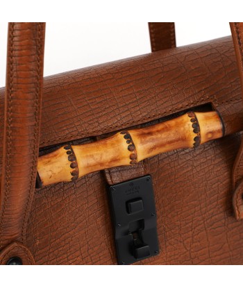 Brown Leather Bamboo Handbag le concept de la Pate a emporter 