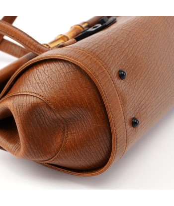 Brown Leather Bamboo Handbag le concept de la Pate a emporter 