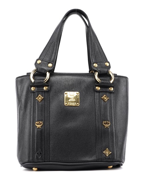 Black Leather Mini Tote basket pas cher