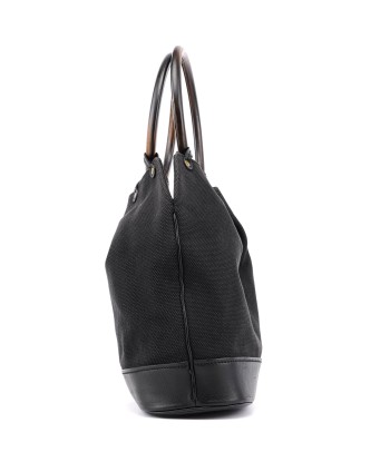 Black Canvas Round Wood Handle Bag de technologie