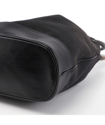 Black Canvas Round Wood Handle Bag de technologie