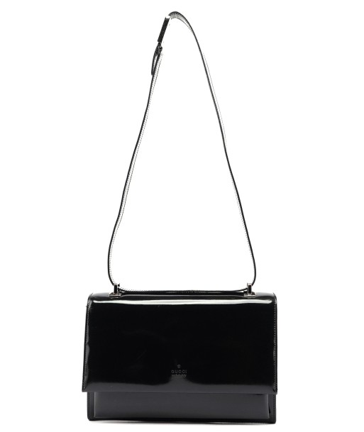 Black Patent Leather Shoulder Bag de pas cher