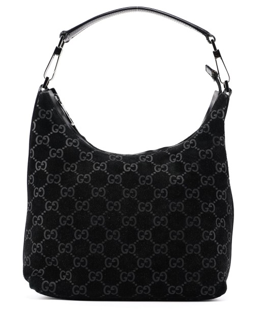 1997 Black Suede GG Hobo Shoulder Bag les ligaments