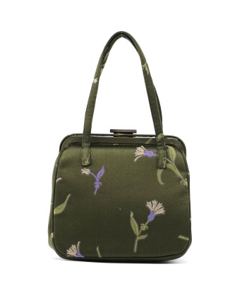 Green Silk Floral Clutch Bag soldes