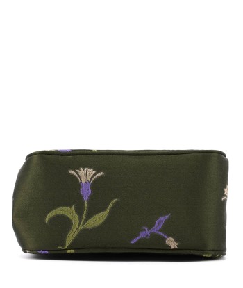 Green Silk Floral Clutch Bag soldes