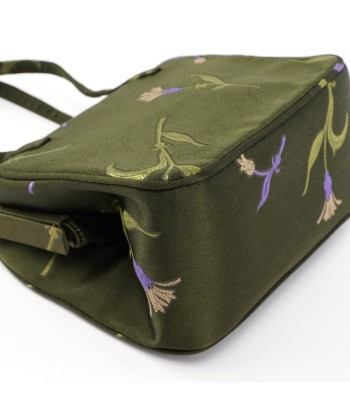 Green Silk Floral Clutch Bag soldes