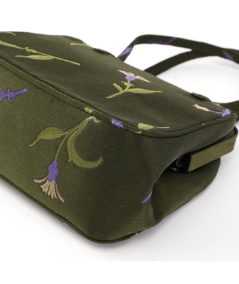 Green Silk Floral Clutch Bag soldes