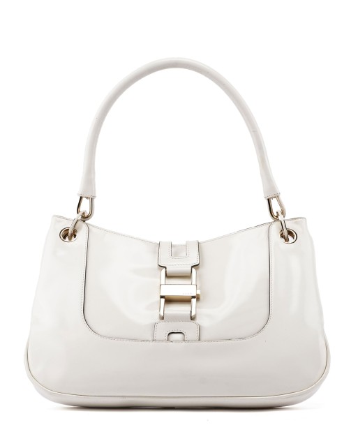 White Patent Leather Jackie Shoulder Bag soldes