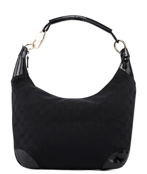 001 4157 Black GG Patent Shoulder Bag soldes