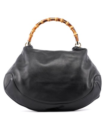 Black Leather Bamboo Shoulder Bag de la marque