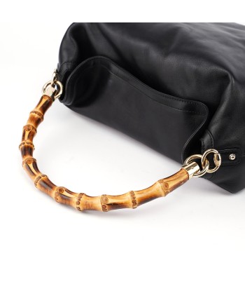 Black Leather Bamboo Shoulder Bag de la marque