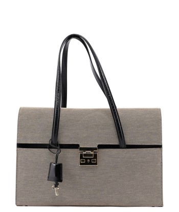 Beige Canvas Keylock Shoulder Bag le concept de la Pate a emporter 