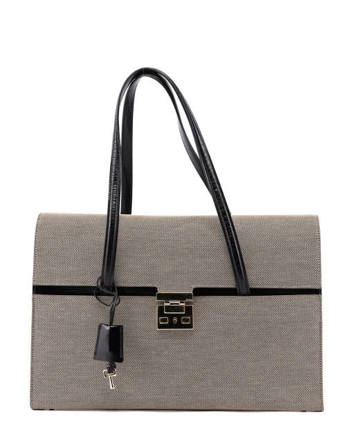 Beige Canvas Keylock Shoulder Bag le concept de la Pate a emporter 