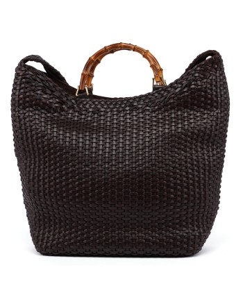 1996 Brown Woven Bamboo 2-Way Bag commande en ligne