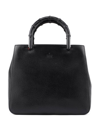 Black Leather Bamboo Tote de France