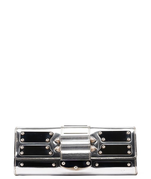 Silver Patent Leather Reflective Clutch Economisez 