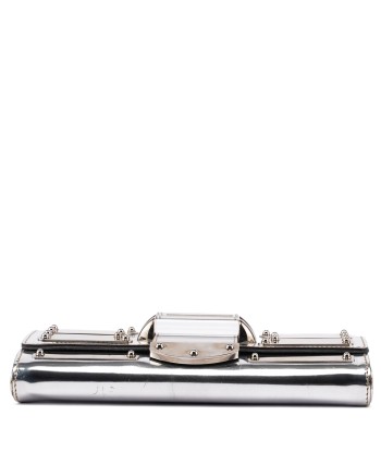 Silver Patent Leather Reflective Clutch Economisez 