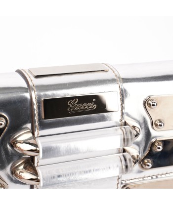 Silver Patent Leather Reflective Clutch Economisez 