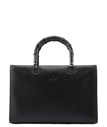 Black Leather Bamboo Tote 50-70% off 