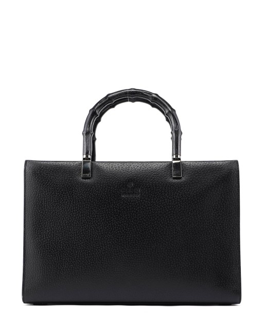 Black Leather Bamboo Tote 50-70% off 