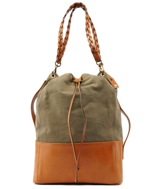 Spring 2003 Khaki Tan Canvas Leather Shoulder Bag en ligne des produits 