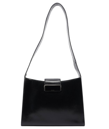 B7492 Black Calfskin Vitello Smalt Shoulder Bag le des métaux précieux