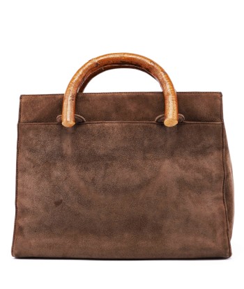 1990's Suede Wood Handle Bag Jusqu'à 80% De Réduction