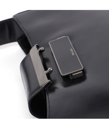 B7492 Black Calfskin Vitello Smalt Shoulder Bag le des métaux précieux