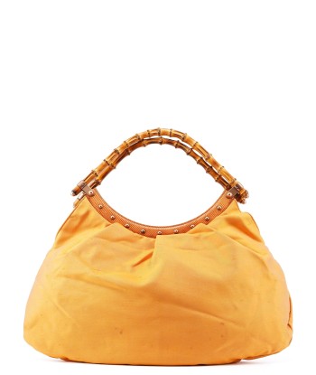 Light Brown Satin Bamboo Shoulder Bag ou a consommer sur place