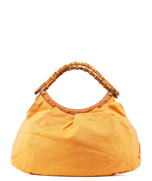 Light Brown Satin Bamboo Shoulder Bag ou a consommer sur place