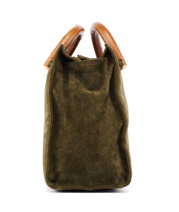 Green Suede Wood Handle Bag le concept de la Pate a emporter 