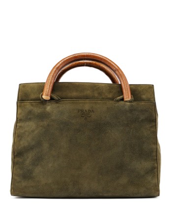 Green Suede Wood Handle Bag le concept de la Pate a emporter 