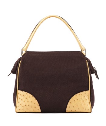 Brown Canvas Ostrich Chic Bag en ligne des produits 