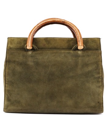 Green Suede Wood Handle Bag le concept de la Pate a emporter 