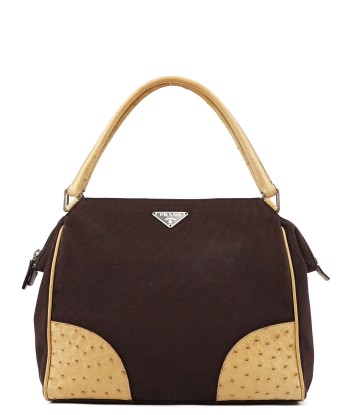 Brown Canvas Ostrich Chic Bag en ligne des produits 