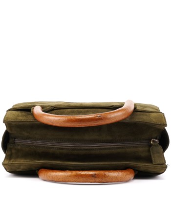 Green Suede Wood Handle Bag le concept de la Pate a emporter 